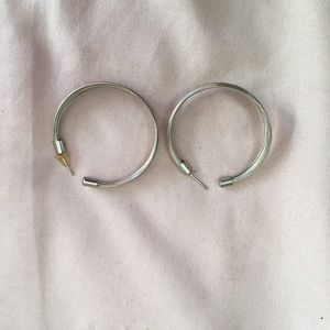 Silver medium size layered hoops